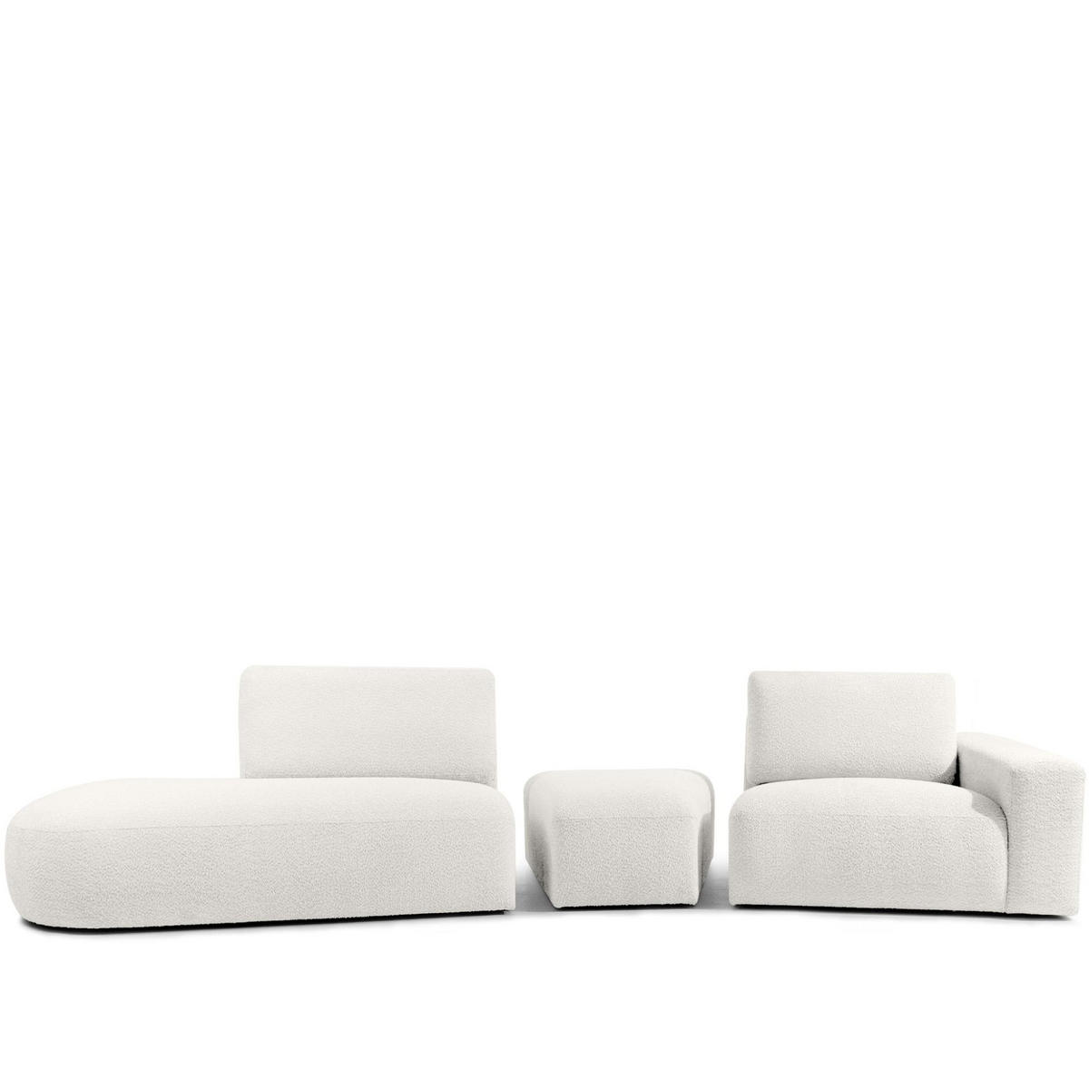 4-SITZER ECKSOFA ZUCCO Boucle links, Ecru - Ecru, Textil (350/84/105cm) - KONSIMO®