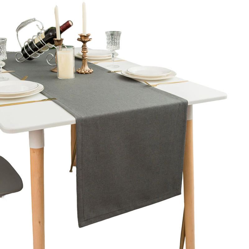 TISCHLÄUFER Dunkelgrau 30x140cm Leinenoptik, wasserabweisend & waschbar, moderne Tischdekoration - Dunkelblau, Textil (30/140cm) - SHOPENTRA