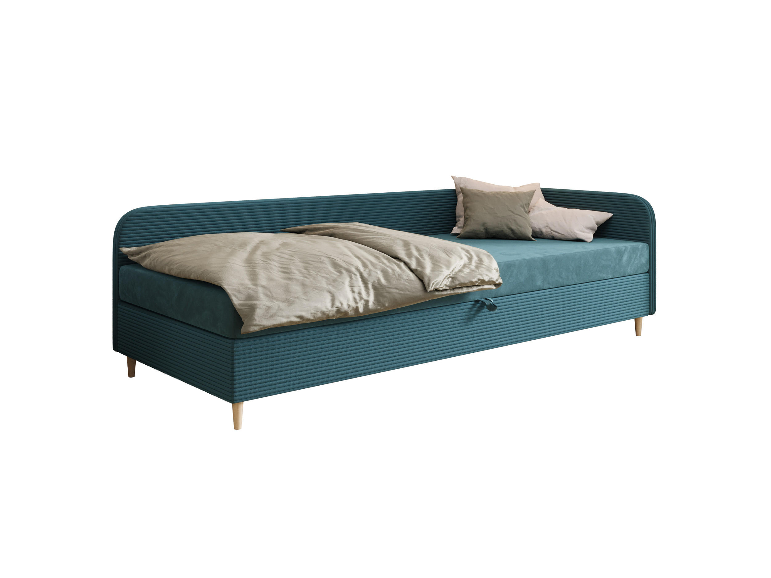 BOXBETT MIKO 80x200 mit Matratze H3, Bonell und Topper RIVIERA 76+LINCOLN 75 - Blau, Textil (80/200cm) - Bedante