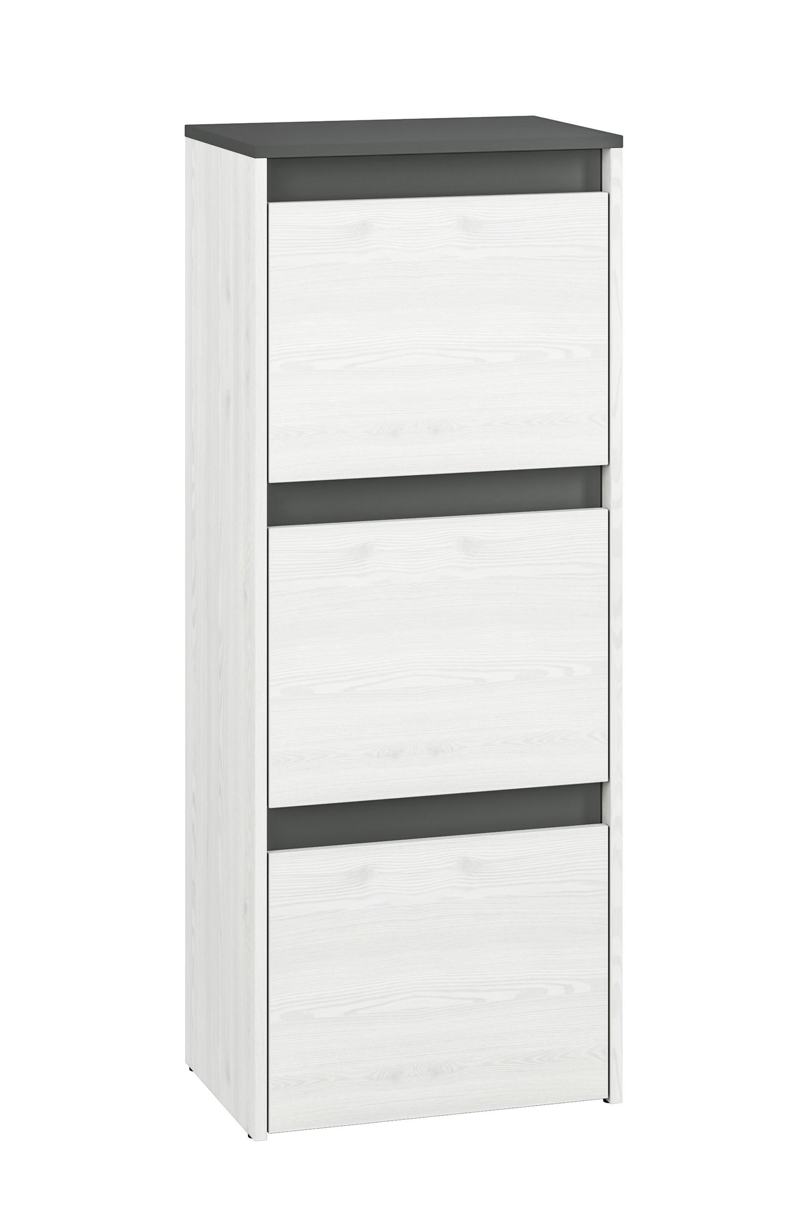SCHUHSCHRANK Hyga Pinie weiß / anthrazit 50 / 34 / 125cm - Weiß/Grau, Holz/Holzwerkstoff (50/125/34cm) - Feldmann-Wohnen