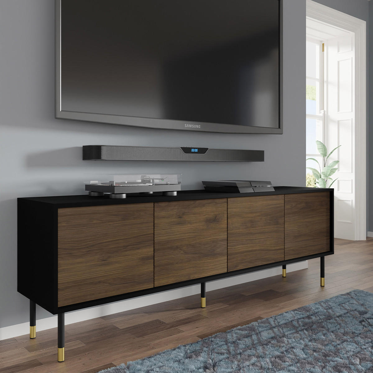 TV-MÖBEL Rani Holz und Schwarz - Schwarz, Holzwerkstoff (180/60/40cm) - Petits-meubles