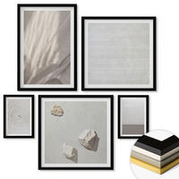 WANDBILDER 5er-Set - 50x50 cm & 20x30 cm & 40x60 cm Schwarzer Rahmen - Zarte Boho-Texturen der Natur - Schwarz, Kunststoff (40/60cm) - ArtPrintCave