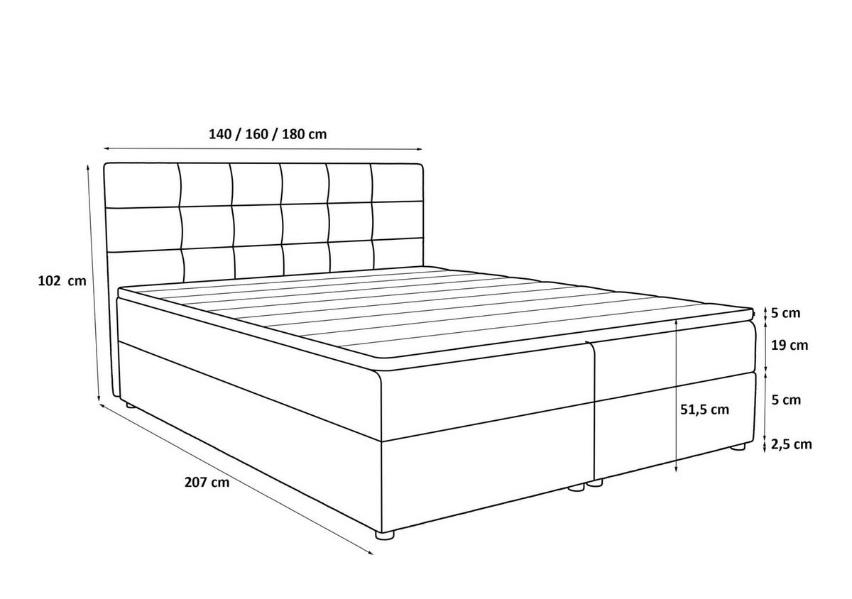 BOXBETT KIDA mit Matratze H3, Bonell und Topper 160x200 Curio 09 - Ecru, Textil (160/200cm) - Bedante