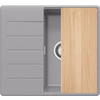 SPÜLBECKEN Kopenhagen, 2-er set Grau 55/50 cm 1 Becken + Ablauf-Set + Schneidebrett ab 40er Unterschrank - Chromfarben/Beige, Kunststoff (55/20/50cm) - Primagran