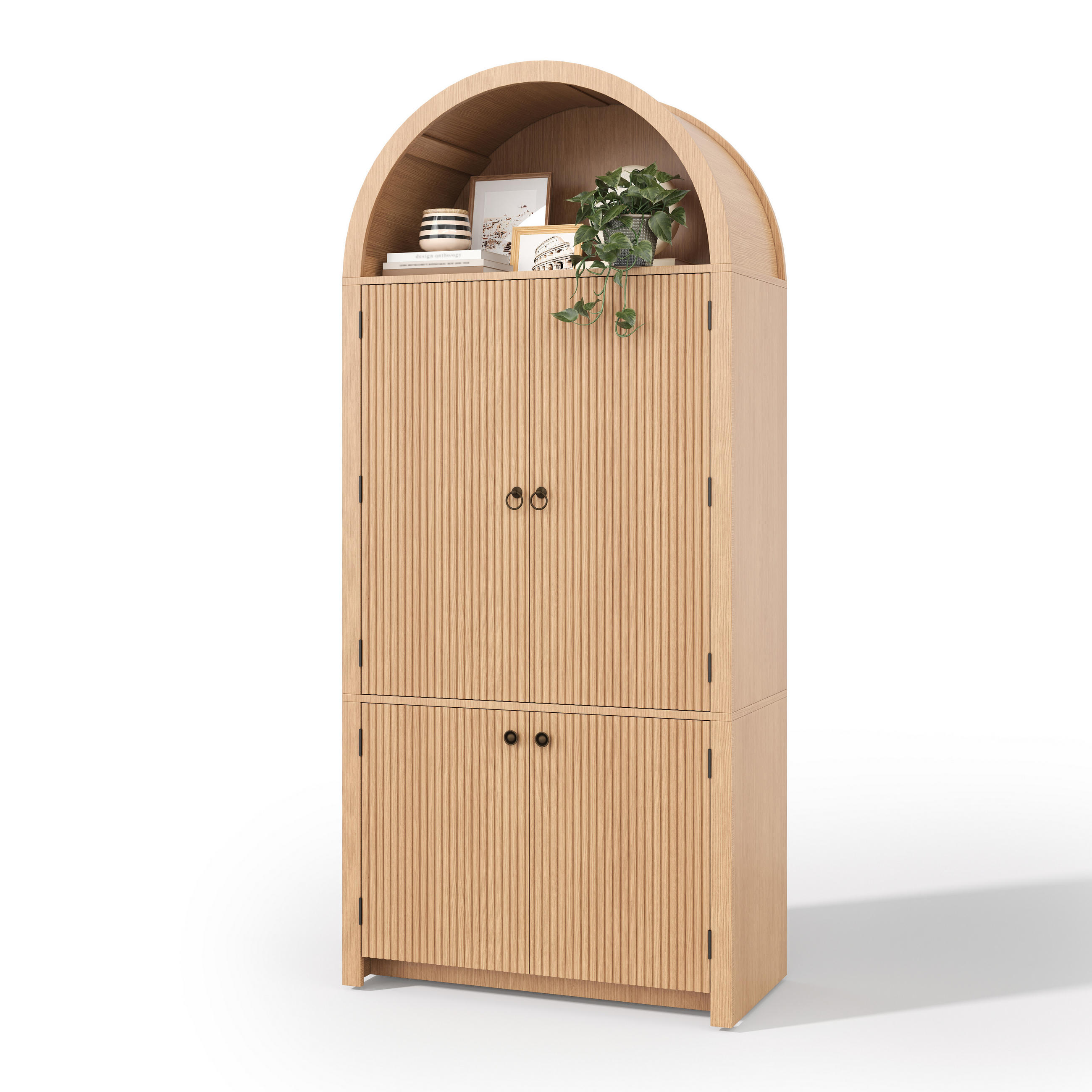 MEHRZWECKSCHRANK mit Bogendesign (mit Vintage-Charme) Natur - Naturfarben, Holzwerkstoff (80/180/40cm) - EVRYAE
