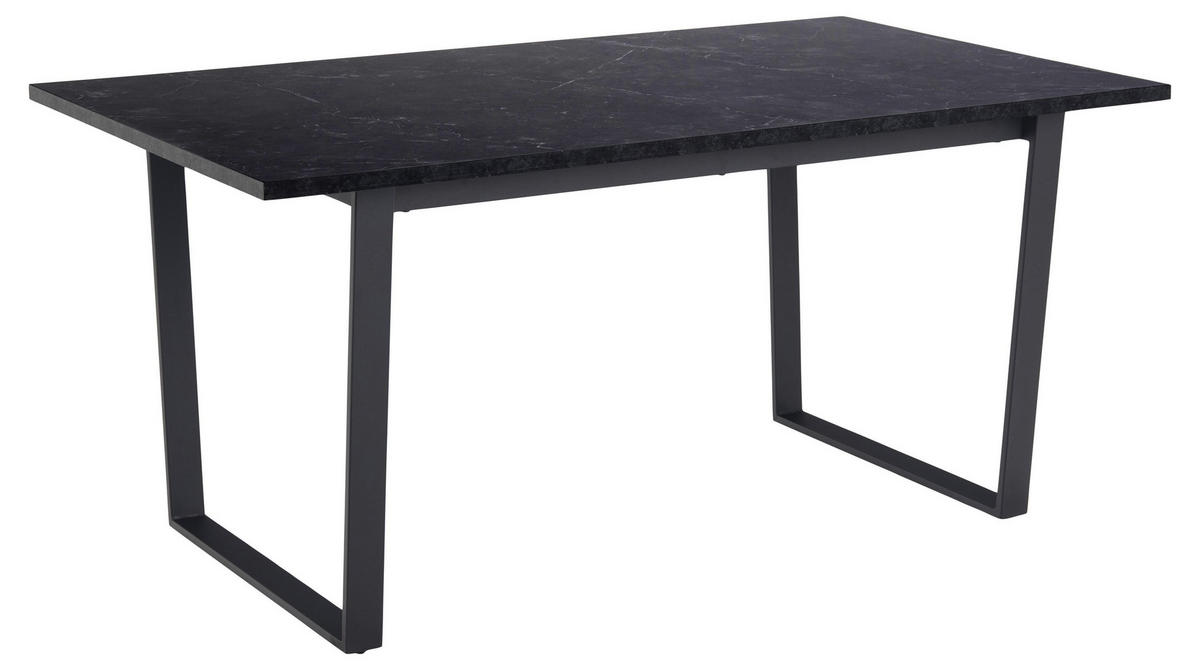 ESSTISCH Amble, Schwarz / Marmoroptik, MDF / Metall, 160/90/74 cm - Schwarz, Holzwerkstoff/Metall (90/160/74cm) - ebuy24
