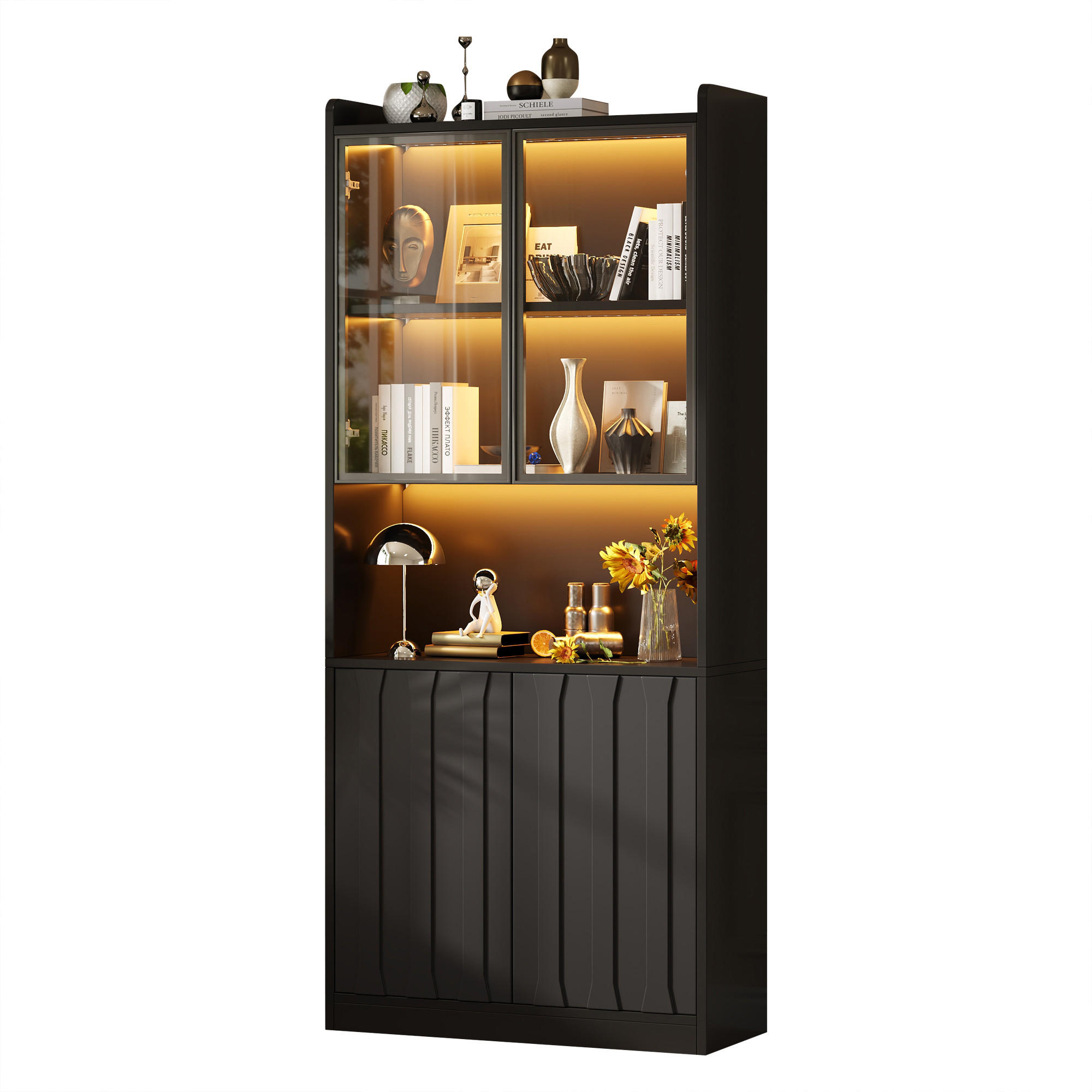 Flieks Vitrine Schwarz 80x200x35 cm