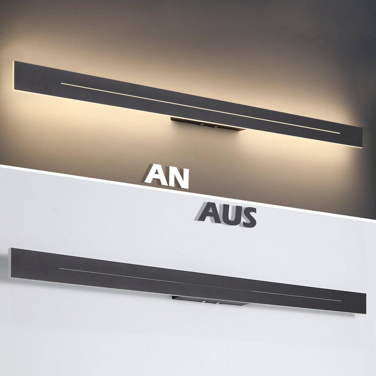 LED-WANDLEUCHTE Luminescent 100/5/4 cm - Schwarz, Metall (5/4/100cm) - ZMH