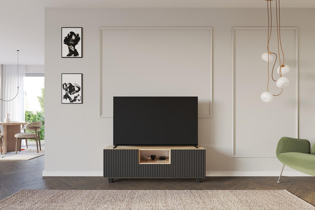 LOWBOARD NOA-2-S 140x50x41 cm - Artisan / Schwarz - Schwarz, Holzwerkstoff (140/50/41cm) - ALTDECOR