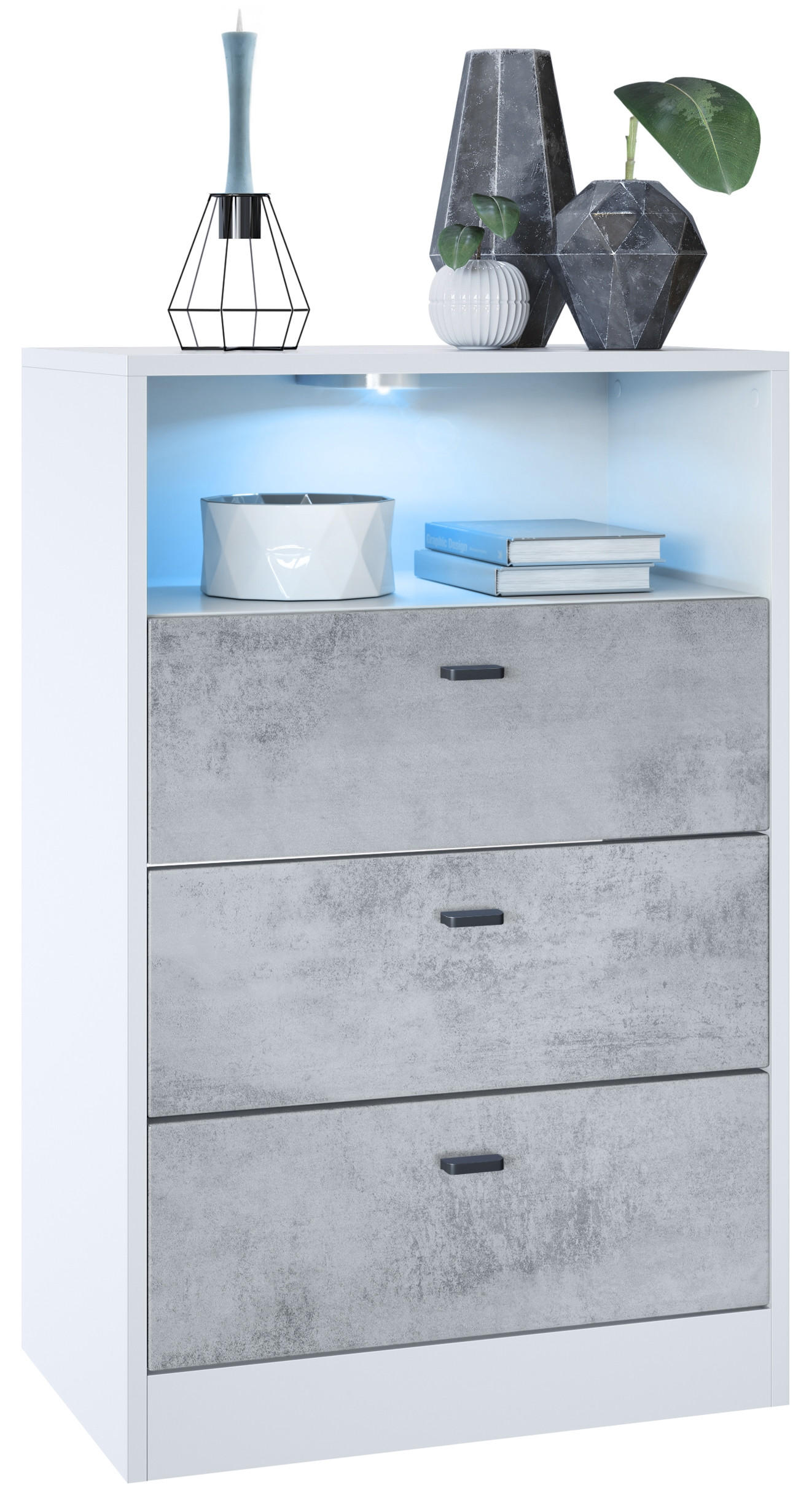 Vladon Kommode Hellgrau 56x86.5x36 cm