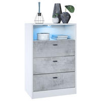 KOMMODE Pino Fronten in Beton Oxid Optik - Hellgrau, Holzwerkstoff (56/86.5/36cm) - Vladon
