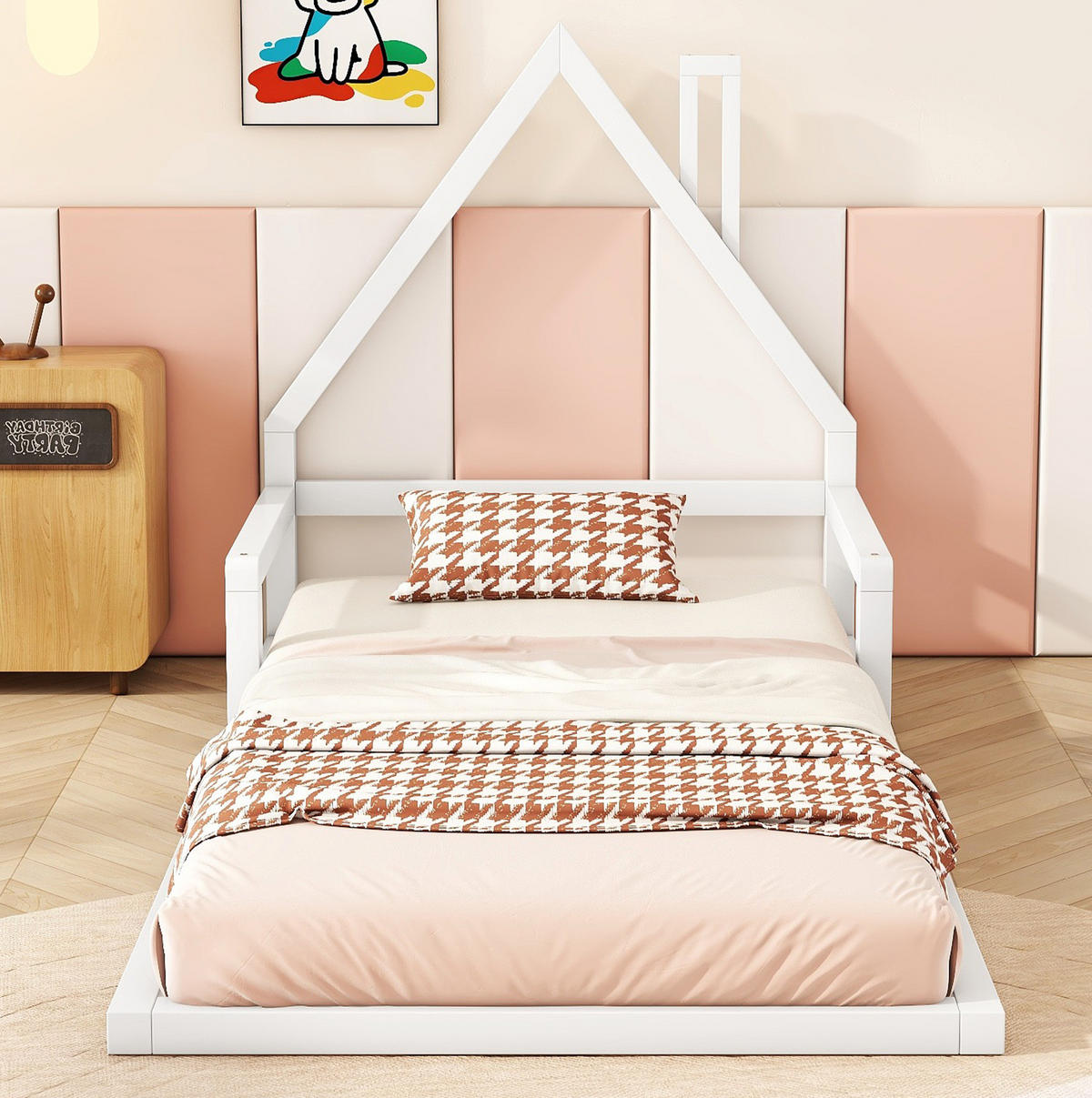 HAUSBETT 90/200 cm Hausform Weiß aus Kiefer massiv - Weiß, Holz (90/200cm) - OKWISH