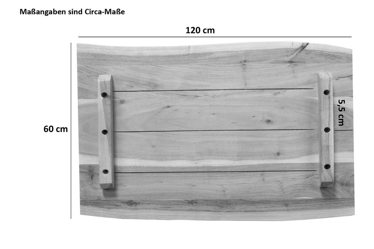 TISCHPLATTE CURT - Braun/Naturfarben, Akazienholz/Holz (60/120/3cm) - SAM