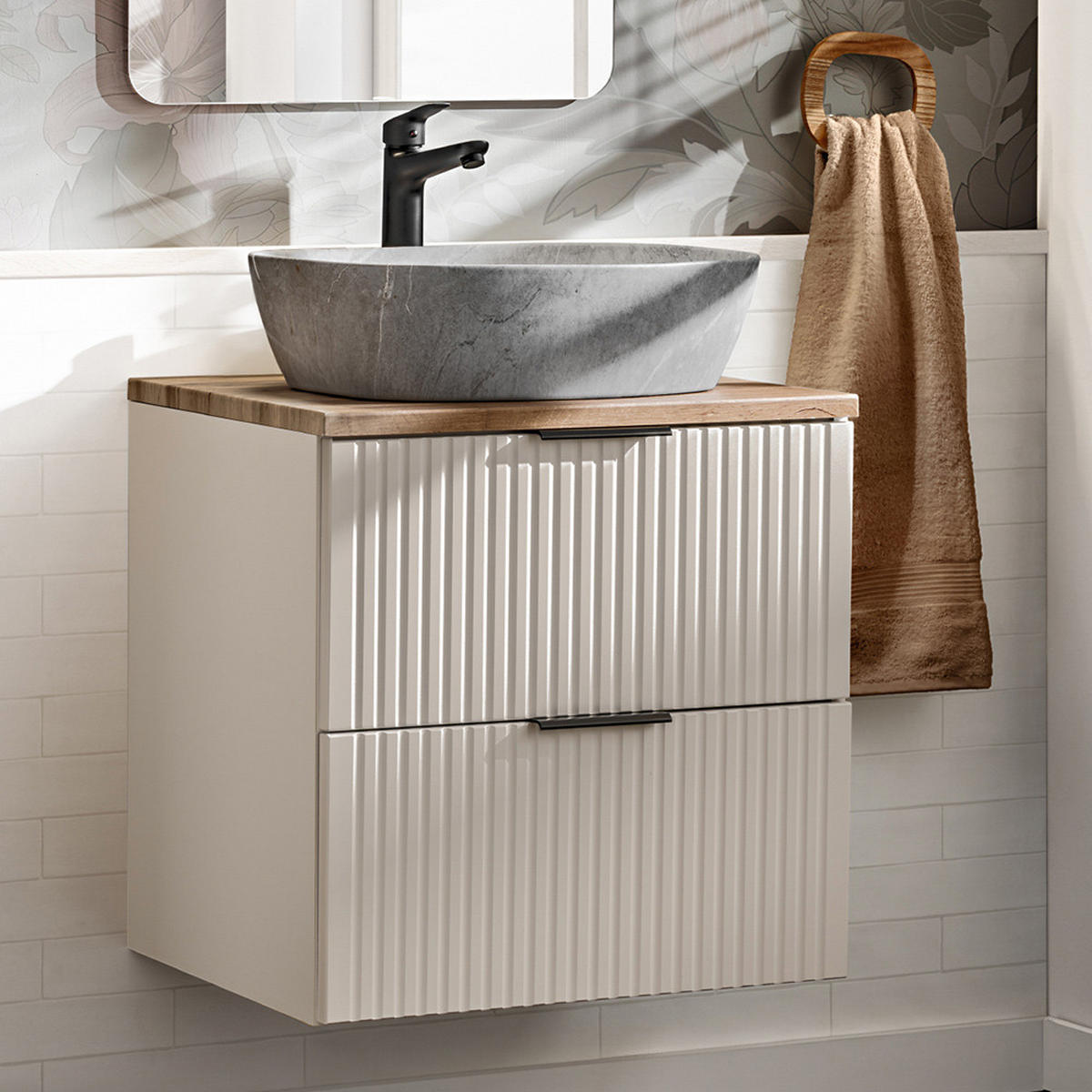 WASCHTISCH Adelaide-56 - Beige, Holzwerkstoff (61/73/47cm) - Lomado