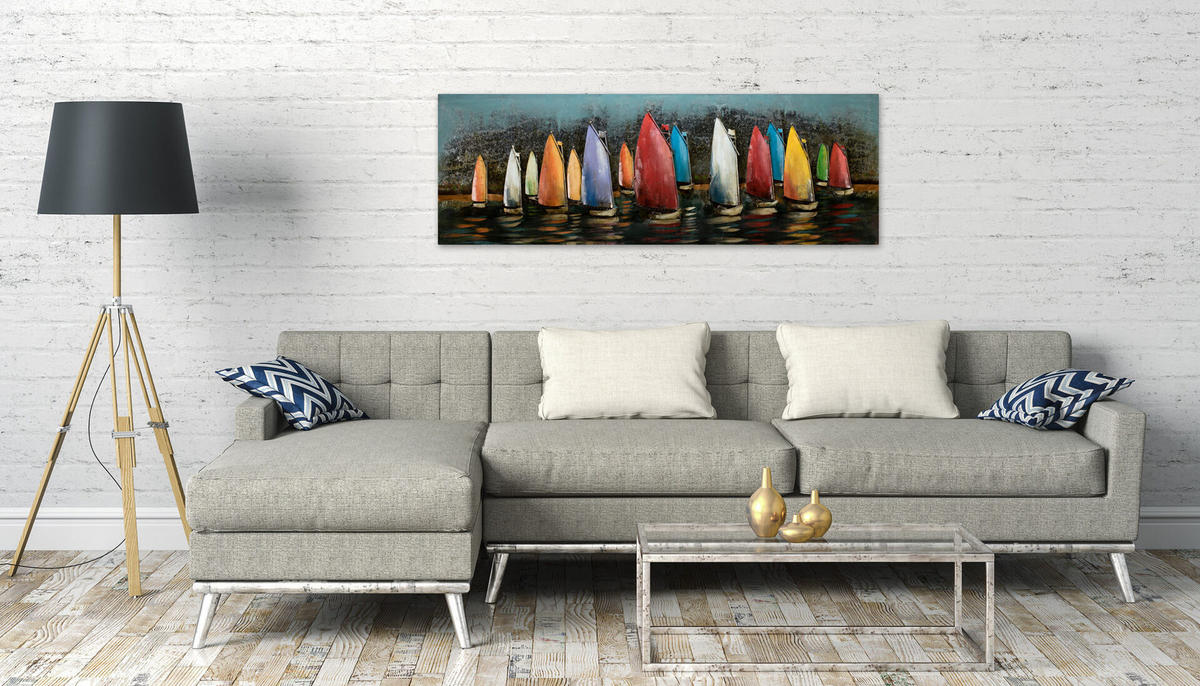 METALLBILD Bunt 144/44 cm - Multicolor, Metall (7.6/44cm) - KUNSTLOFT