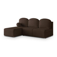 ECKSOFA TRAMA Braun Geflochtener Stoff mit Schlaffunktion - Braun, Holz (200/143cm) - MASSENO