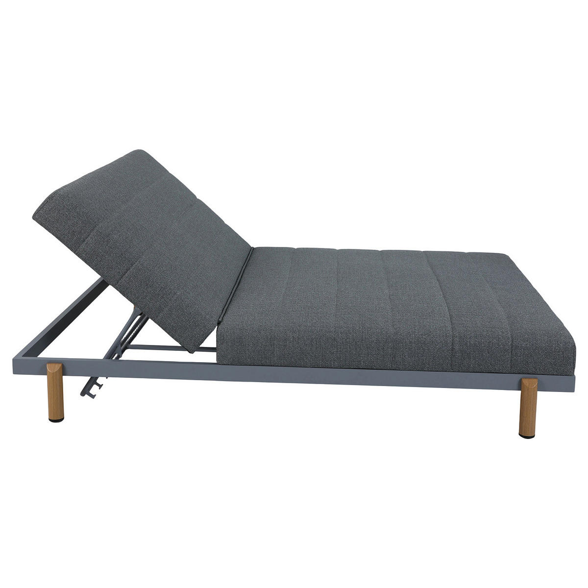 LOUNGESOFA - Olefin - Grau - Grau, Textil/Metall (200/147/38cm) - home24