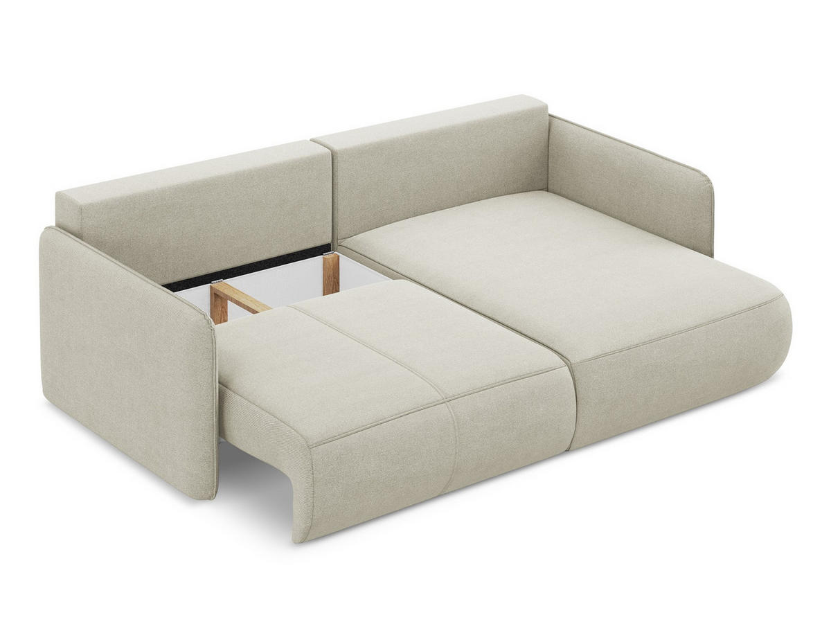 ECKSOFA mit Schlaffunktion Strukturstoff Stoff Beige - Beige/Creme, Kunststoff/Textil (207/148cm) - Makamii