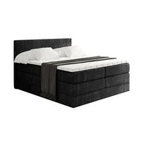 BOXSPRINGBETT mit Matratze H3|H4 und Lattenrost - VEXA KING-140x200 - Schwarz Casablanca - Schwarz, Holzwerkstoff (140/200cm) - ALTDECOR
