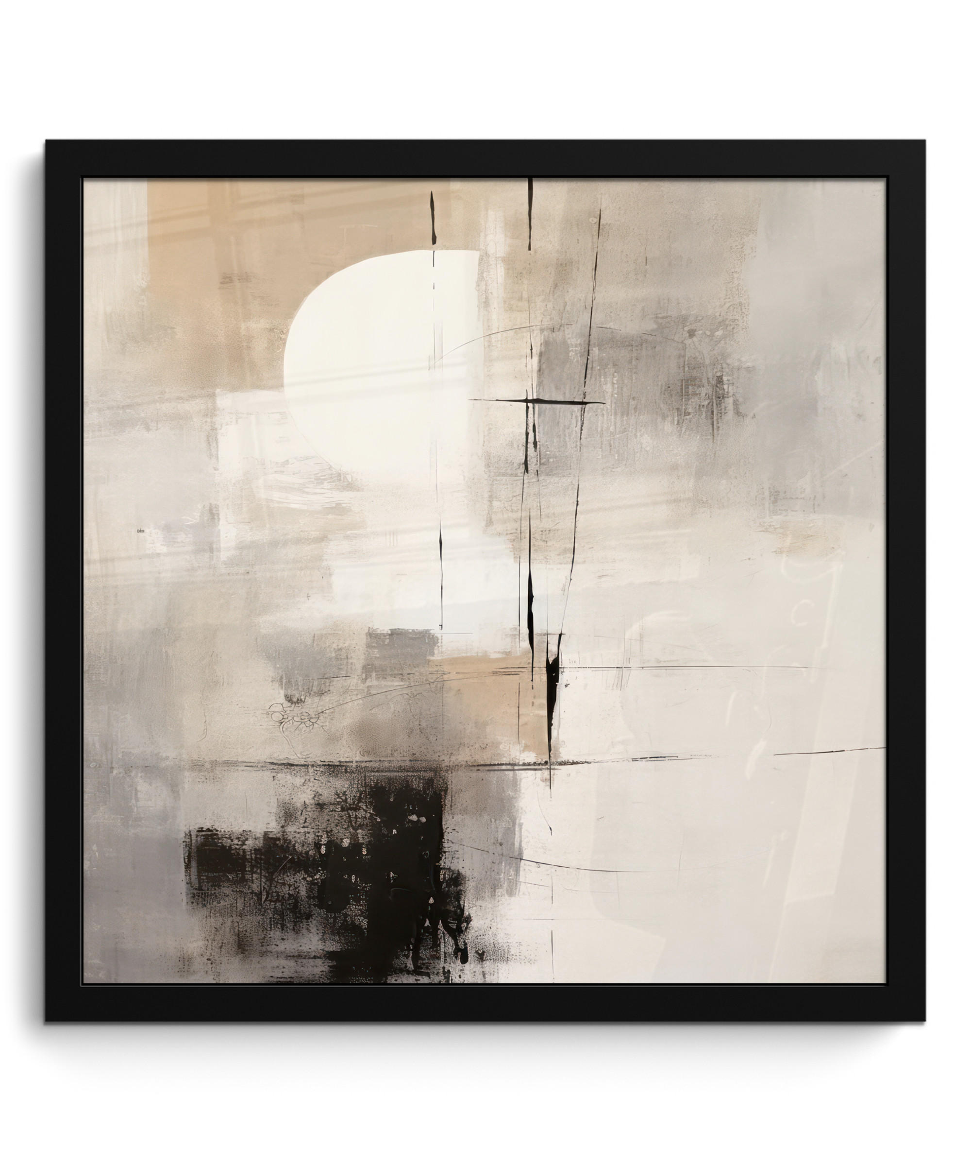 POSTER MIT RAHMEN Abstrakt - Kunst - Grau 40x40 cm - Hellgrau, Papier (40/40cm) - MuchoWow