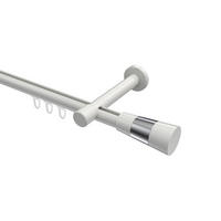 INNENLAUF-GARDINENSTANGEN-SET Prestige Tanara 300 cm (geteilt in 3 x 100 cm), 1-läufig, 20 mm Ø Weiß - Chromfarben/Schwarz, Metall (300cm) - INTERDECO