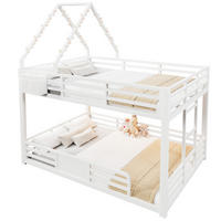 ETAGENBETT Metall & MDF 140x200 cm Weiß mit LED-Beleuchtung, Hausbett-Design und Stofftaschen - Weiß, Metall (140/200cm) - Modfu