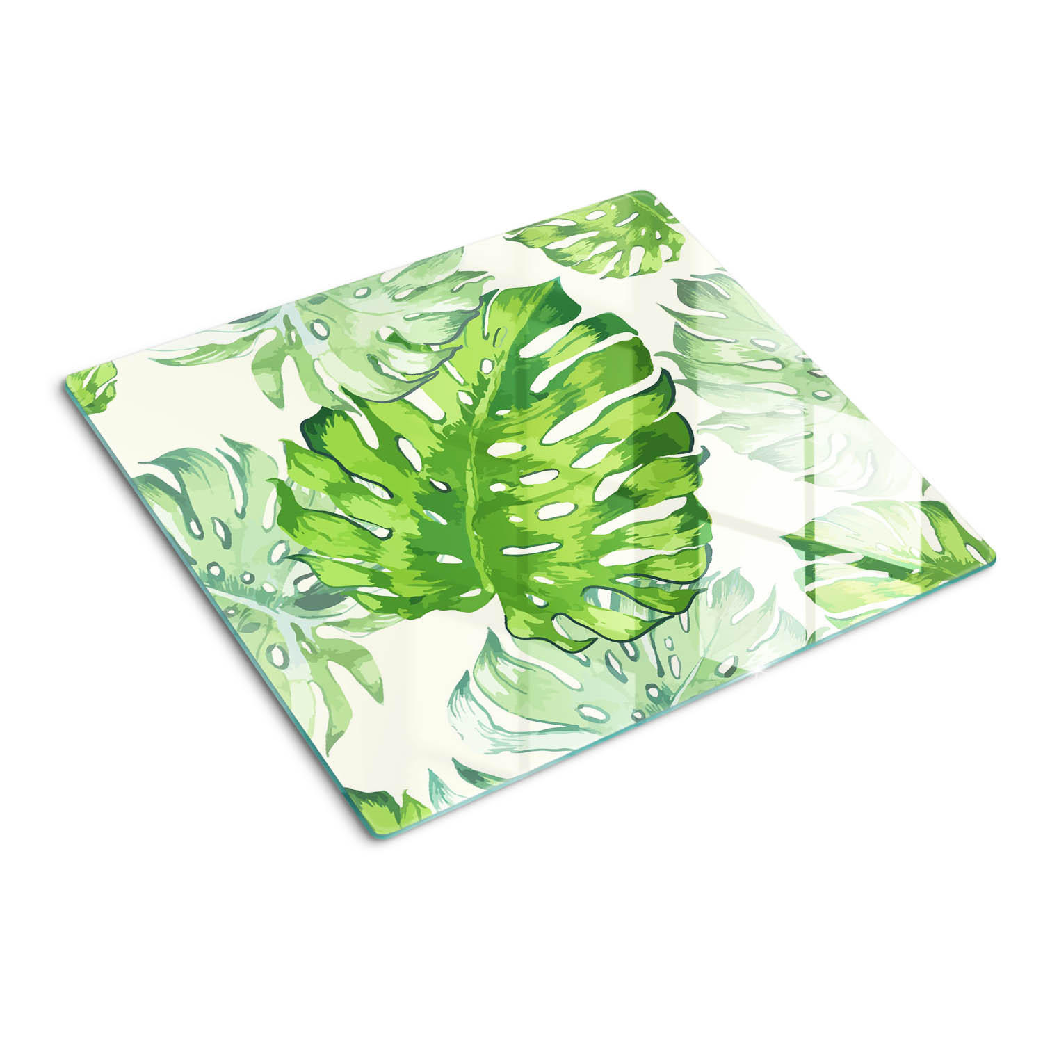 GLASPLATTE 60x52 cm Tropische Blätter - Grün, Glas (60/0.4/52cm) - TULUP