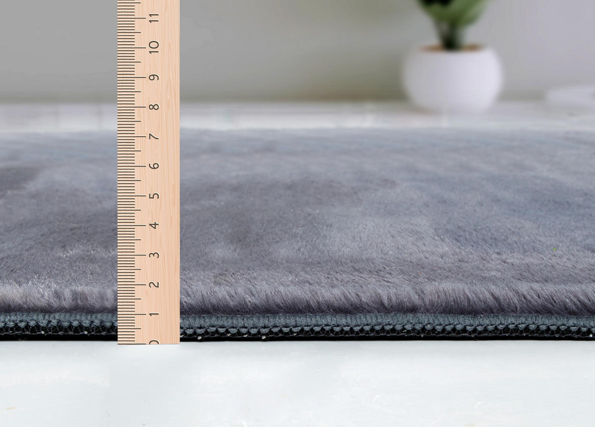KURZFLORTEPPICH Antirutsch Uni DOUBS Polyester Anthrazit 200 x 280 cm - Anthrazit, Textil (200/280cm) - KADIMA DESIGN