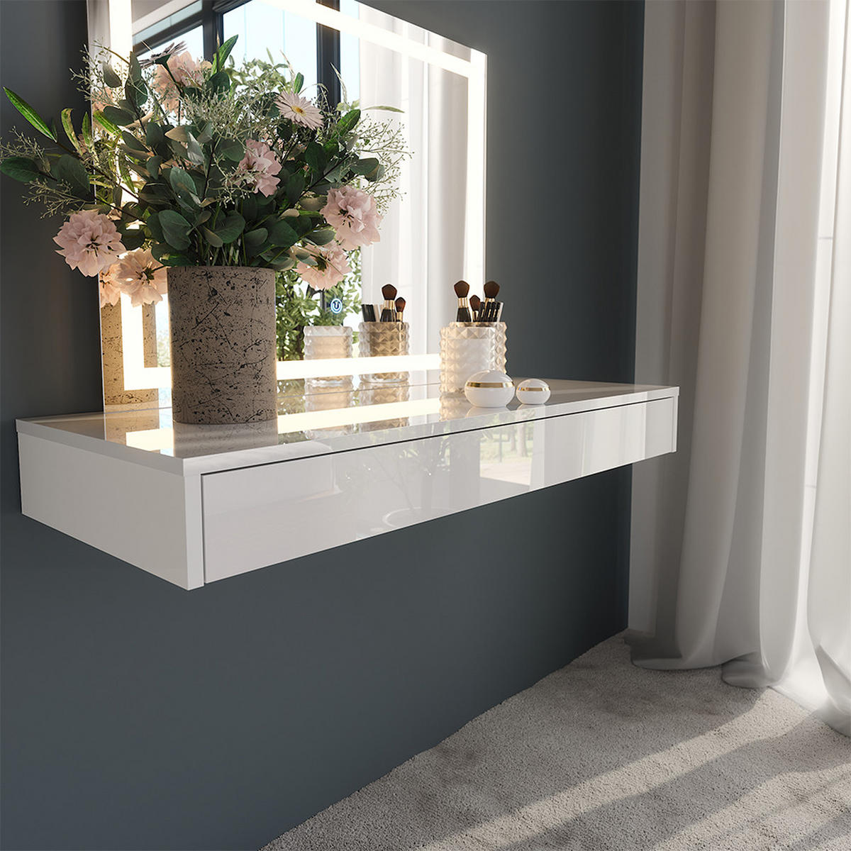 TOALETNÍ STOLEK Sherry Bílá - bílá, kompozitní dřevo (100/12/40.1cm) - Vicco