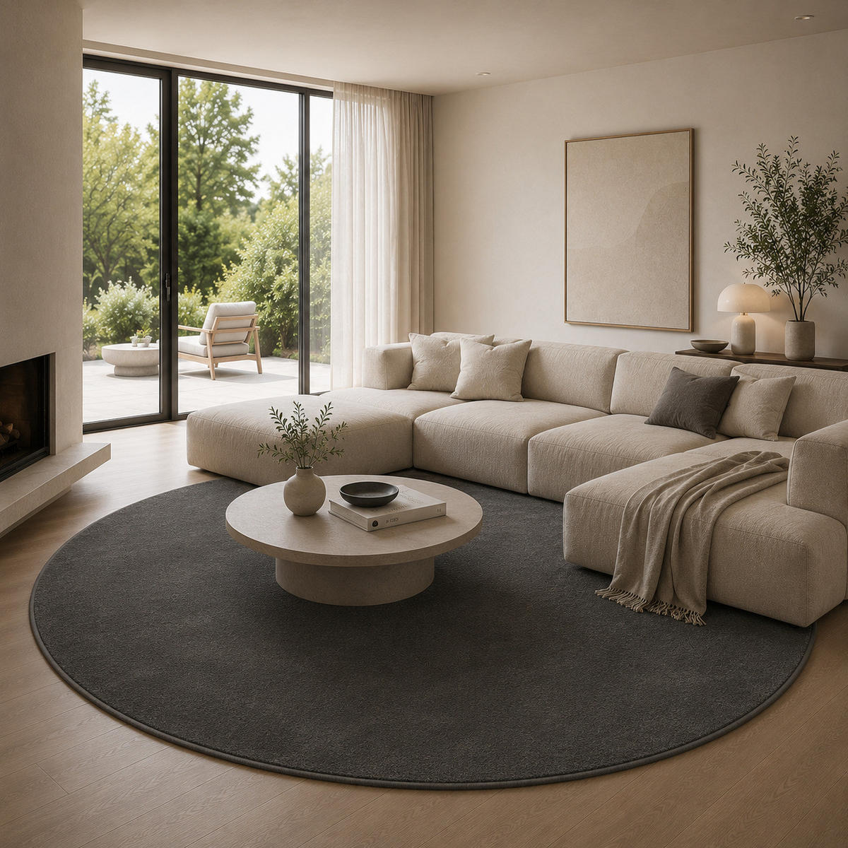 HOCHFLOR LANGFLOR TEPPICH SUPER SOFT MELIA RUND - Anthrazit, Textil (120/120cm) - Pergamon