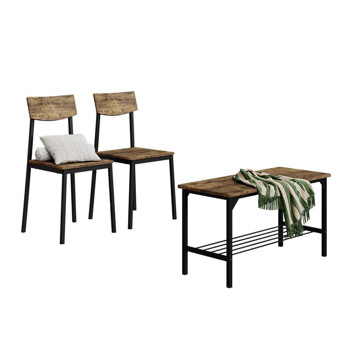 LAVICE A ŽIDLE Fyrk Černá/dubová rustikální - divoký dub/černá, kompozitní dřevo (85/46/36cm) - Vicco