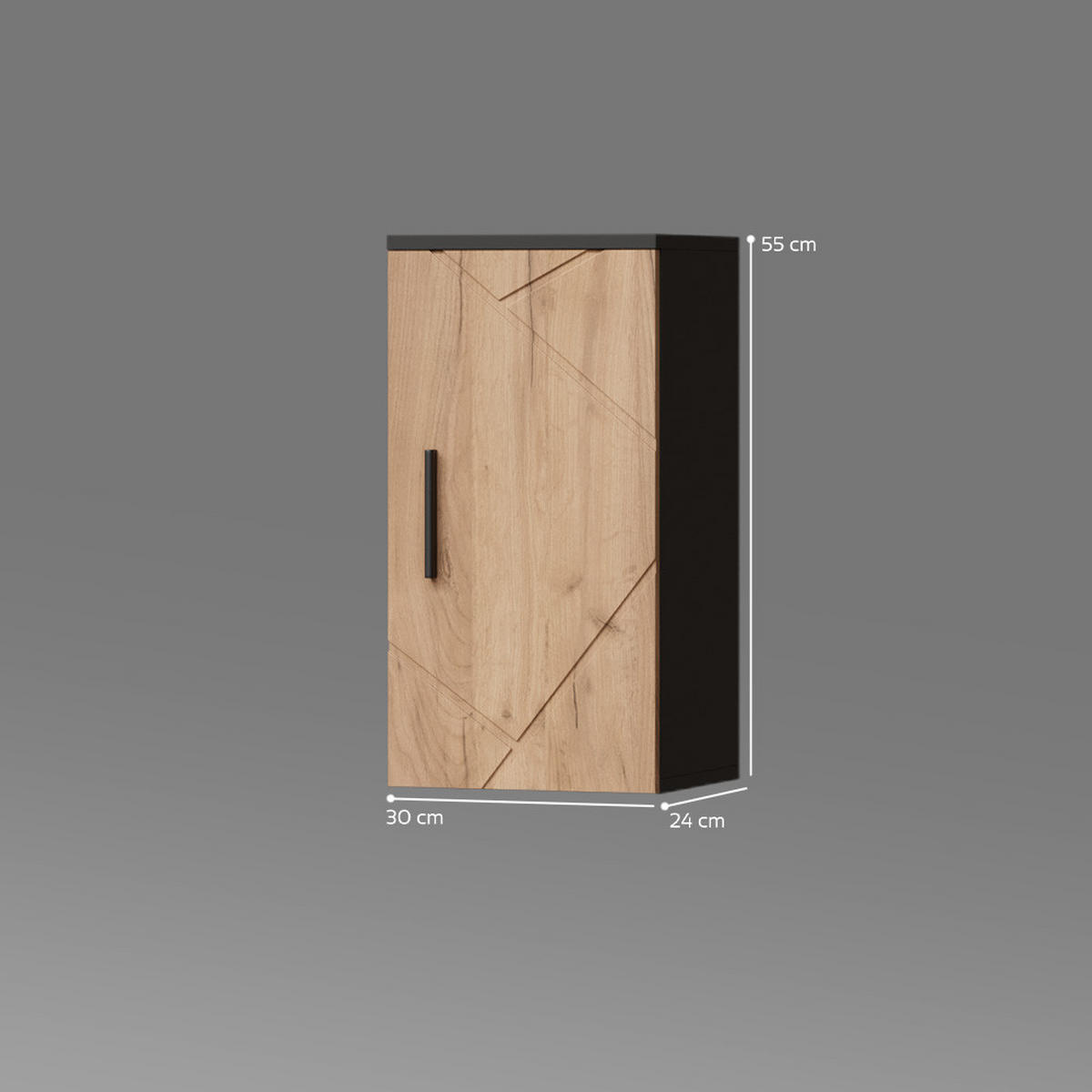 BADSCHRANK Ronco Goldkraft Eiche/Anthrazit 30 x 59 cm - Honigeiche/Anthrazit, Holzwerkstoff (30/59/24cm) - Livinity®