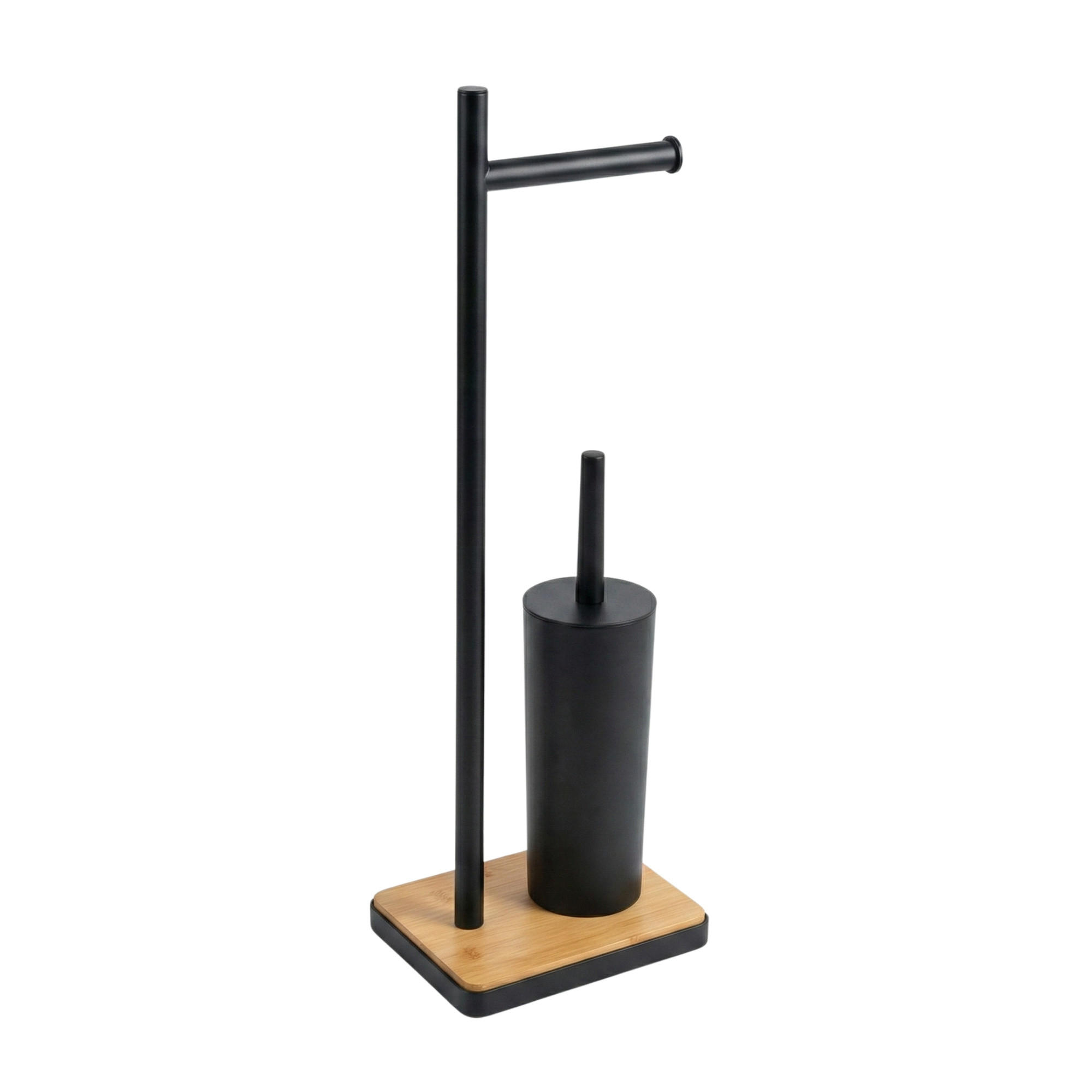 WC-BÜRSTE mit Halter für Toilettenpapier Ivlo 21/16/65 cm - Schwarz, Metall (16/65/21cm) - NUXIO
