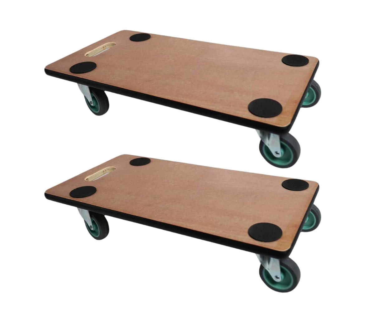 TRANSPORTROLLER mit 4 Rollen 11,5x30x60 cm Traglast 200kg Sperrholzplatte Braun 2 Stück - Braun, Holzwerkstoff (60/30/11.5cm) - PROREGAL