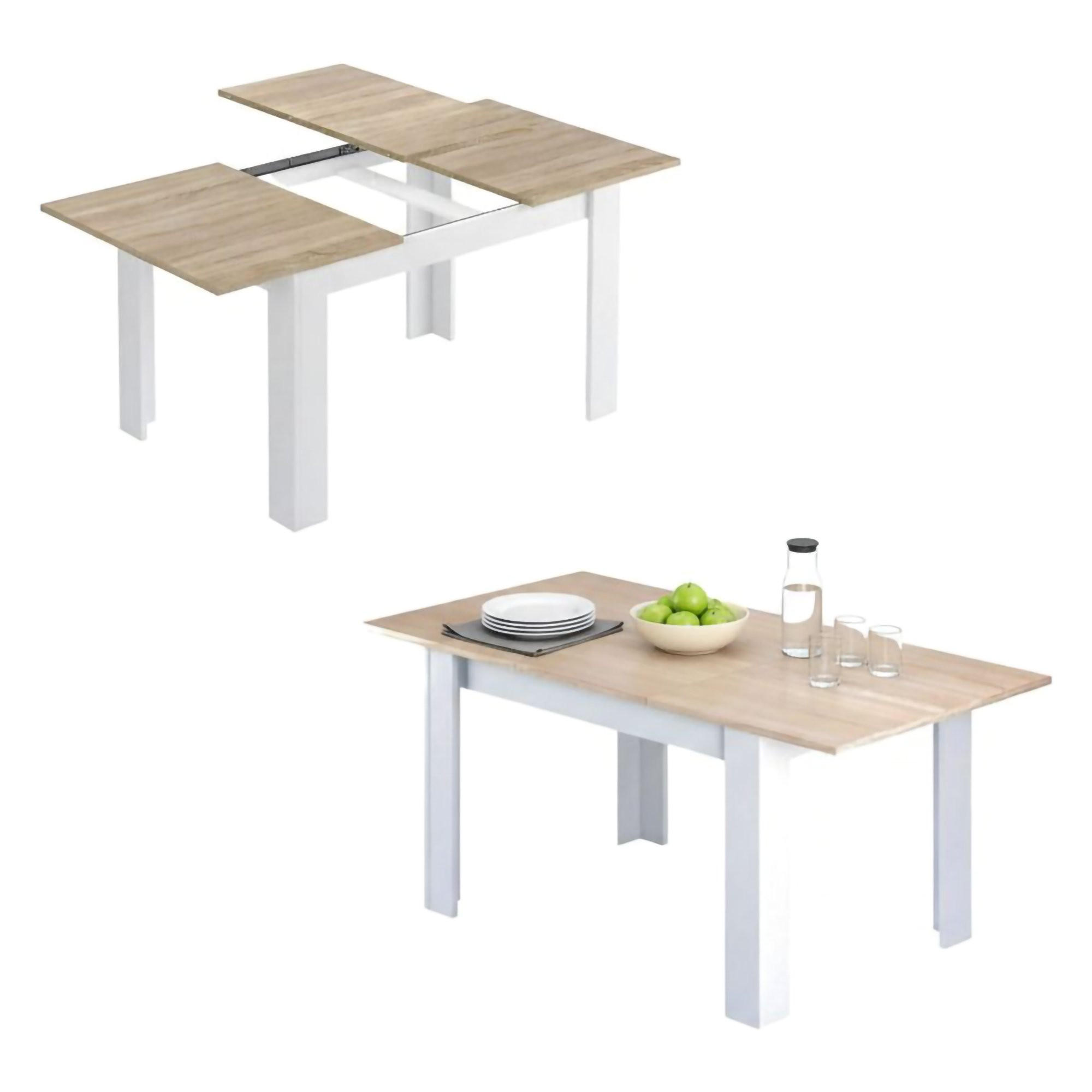TISCH Ausziehbar Holzeffekt Eiche, Weiß 90/190/78 cm - Eichefarben, Holzwerkstoff (90/190/78cm) - DMORA