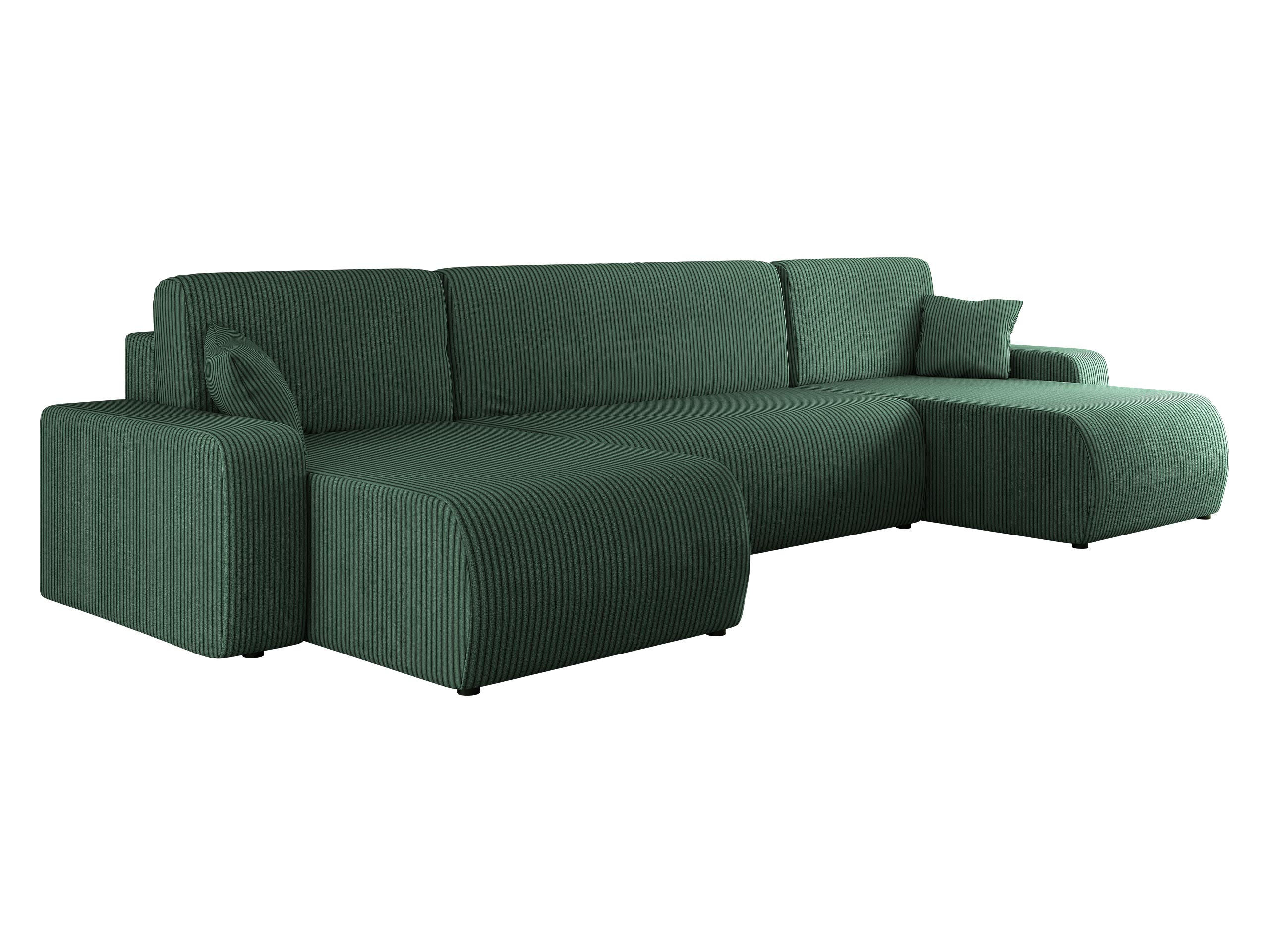 WOHNLANDSCHAFT Piano U Cord - Schwarz/Grün, Holz/Kunststoff (312/82/145cm) - MIRJAN24