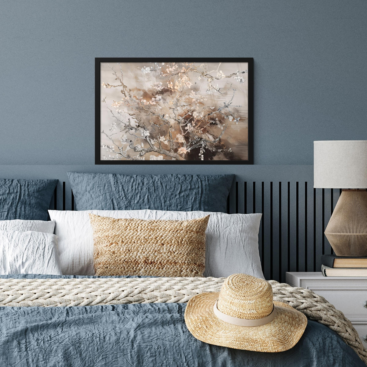 POSTER MIT RAHMEN Mandelblüte - Kunst - Van Gogh - Beige - Abstrakt 60x40 cm - Braun, Papier (60/40cm) - MuchoWow