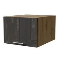 AUFSATZSCHRANK Essen W6B/50 Graphit Hochglanz / Eiche Artisan Matt 50 / 59 / 36cm - Graphitfarben/Eiche Artisan, Holz/Holzwerkstoff (50/36/59cm) - Feldmann-Wohnen