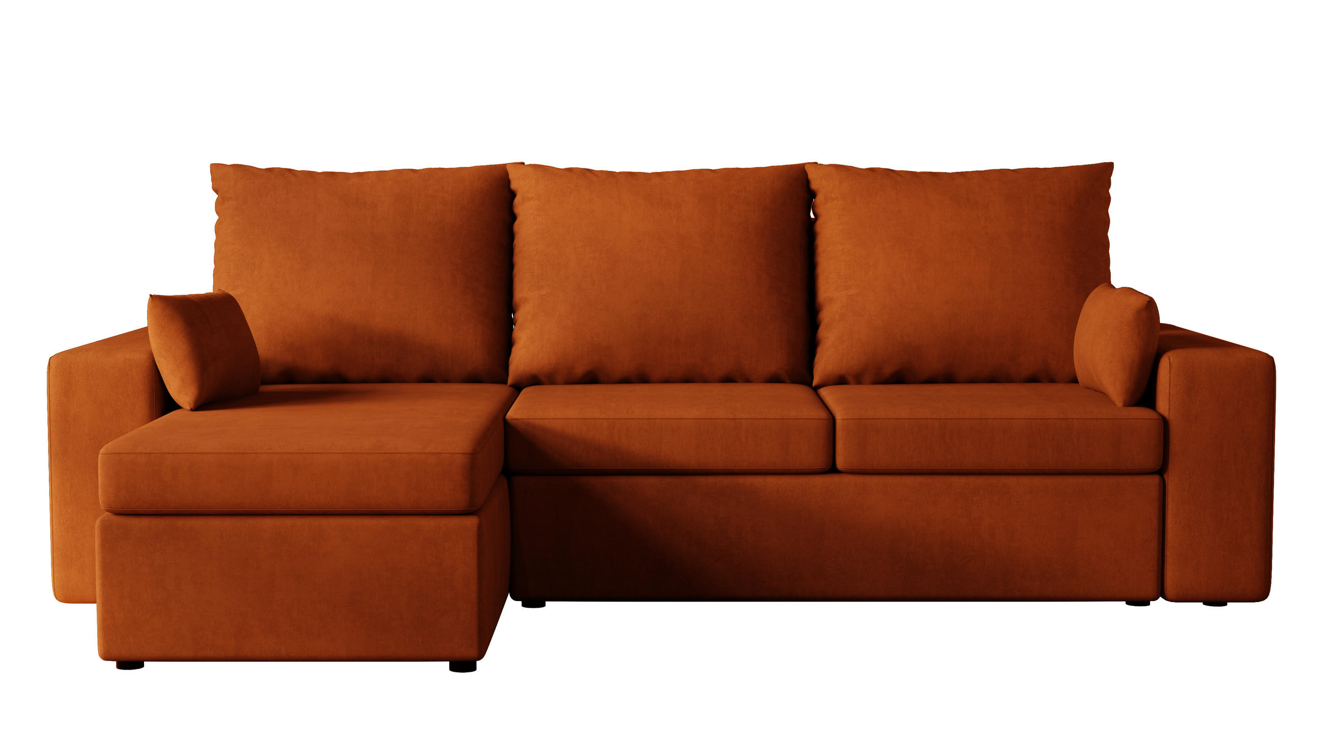ECKSOFA Paco mit Bettkasten und Schlaffunktion, L-Form/XL-Form, Velourstoff, Universal - Rostfarben, Holzwerkstoff (246/145cm) - 4ALL HOME