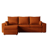 ECKSOFA Paco mit Bettkasten und Schlaffunktion, L-Form/XL-Form, Velourstoff, Universal - Rostfarben, Holzwerkstoff (246/145cm) - 4ALL HOME