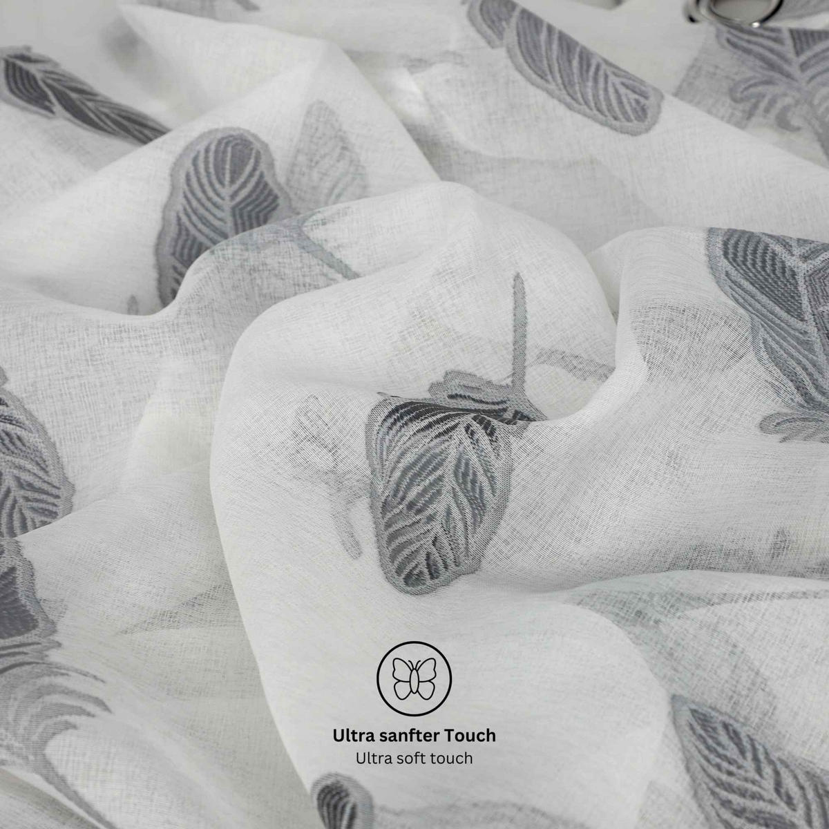 ÖSENVORHANG FEDERN - Silberfarben, Textil (140/0.5/160cm) - WohnDirect