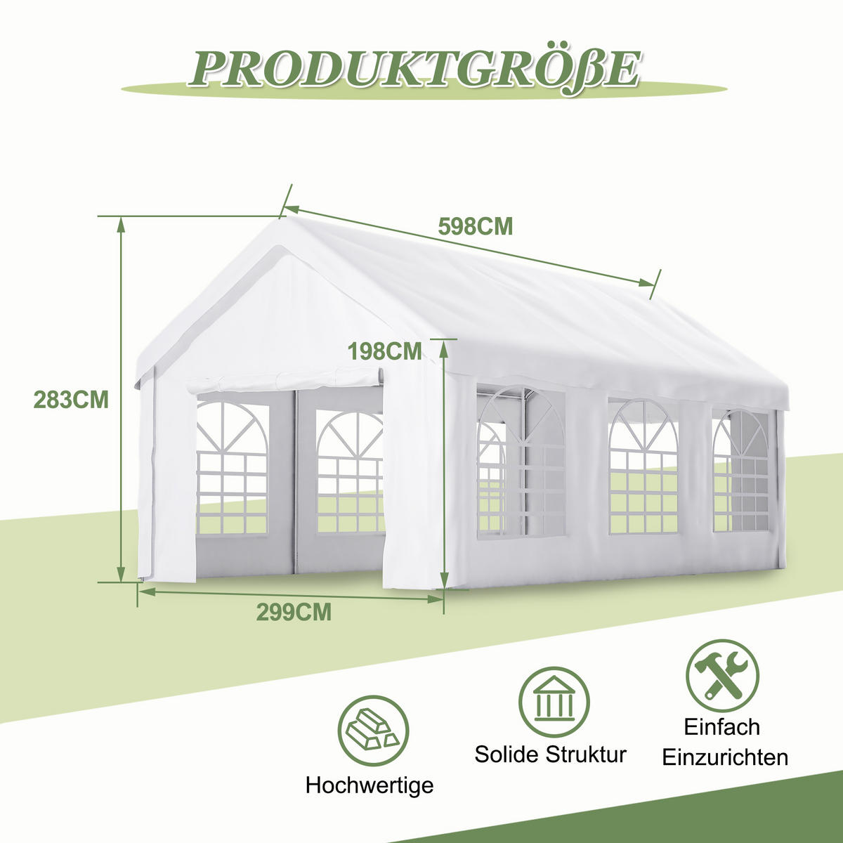 CARPORT Zeltgarage 3x6 m Grau - Weiß, Metall (299/283/598cm) - ComfortXL
