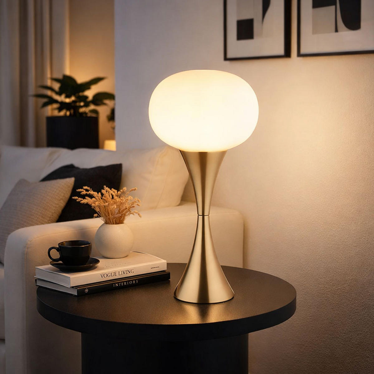 LED TISCHLEUCHTE Metall Messing - Messingfarben, Glas (18/18/36.9cm) - Globo Lighting