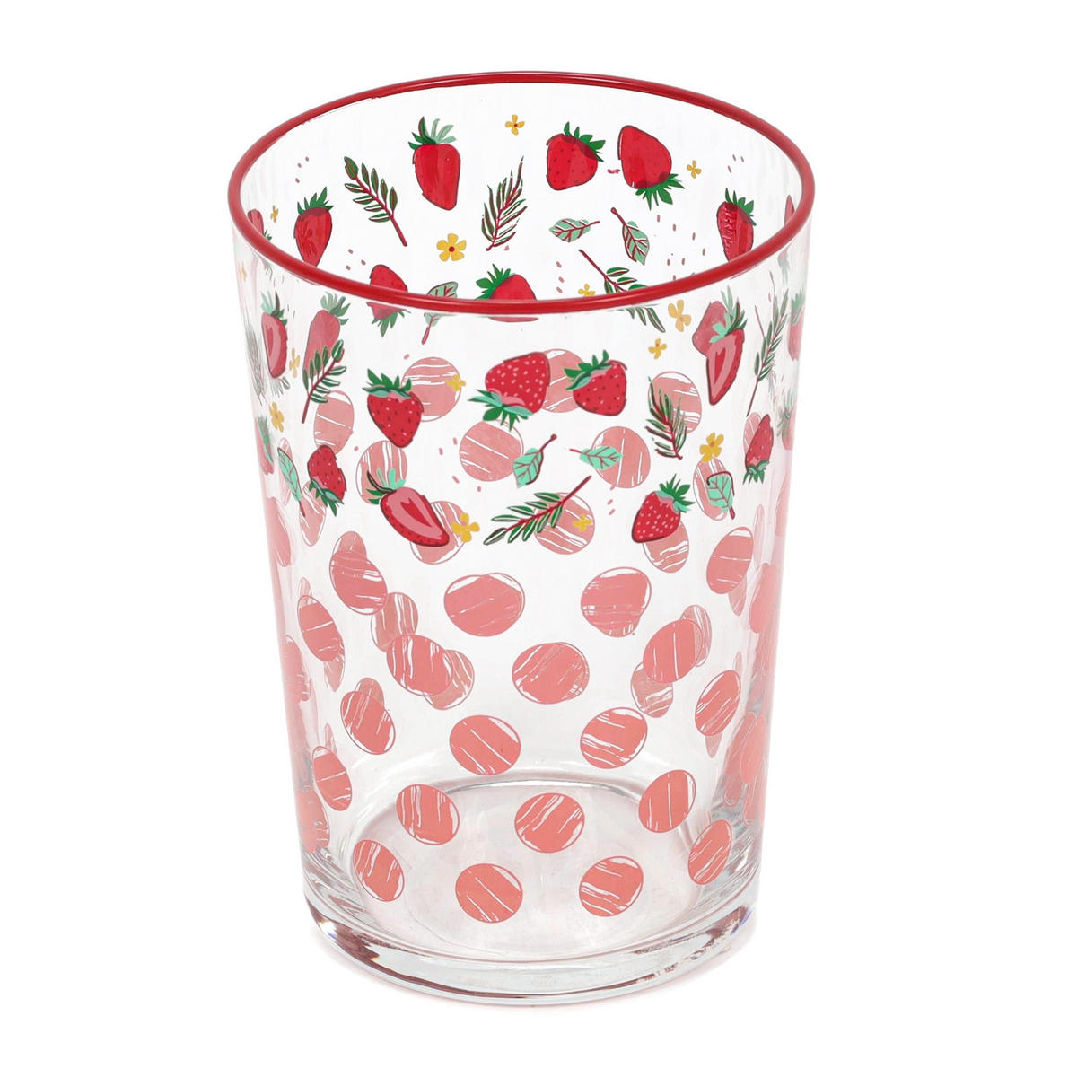 GLAS mit Obstmuster Rot 510 ml 8,8/8,8/12 cm - Multicolor, Glas (0.51L) - Excellent Houseware