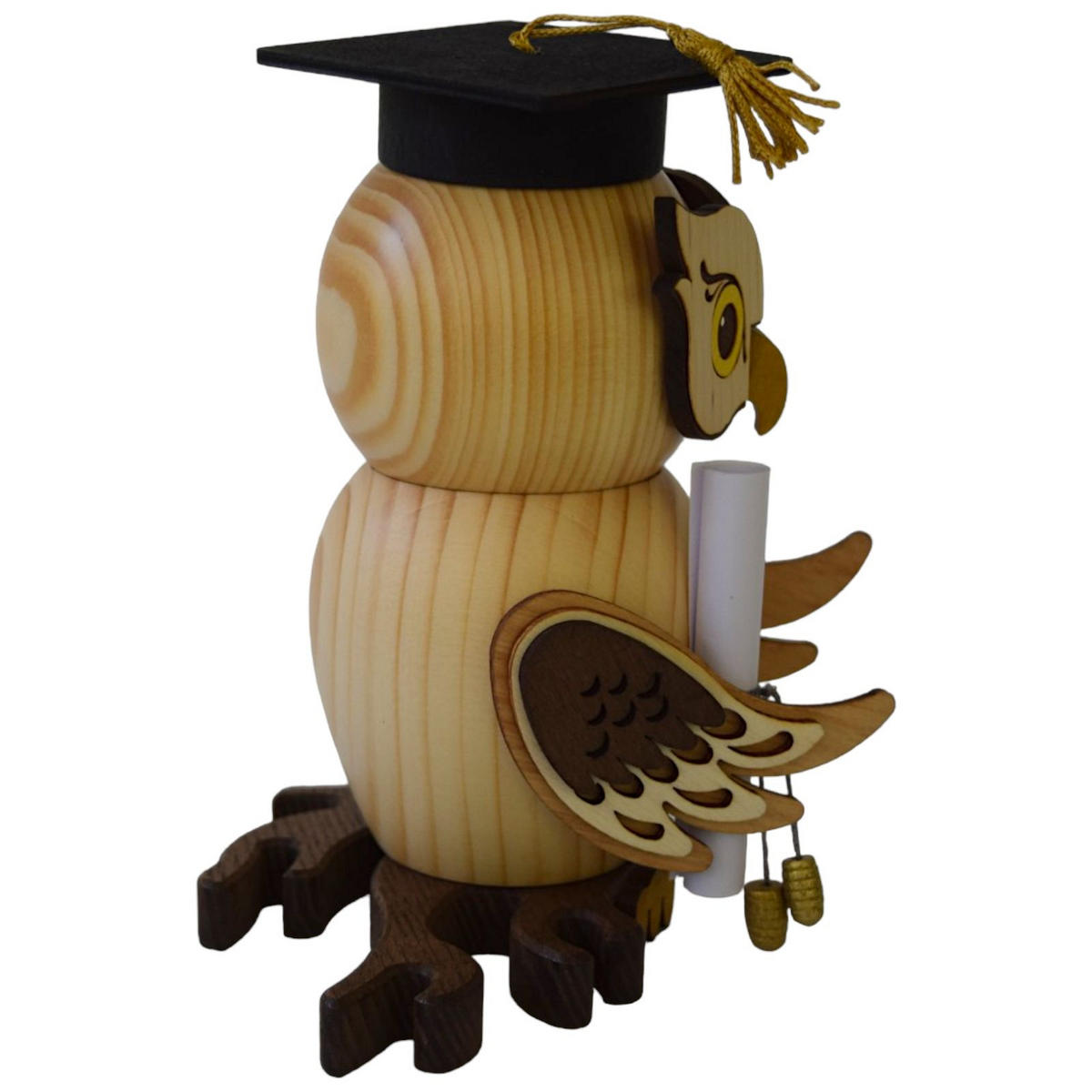 RÄUCHERFIGUR Eule Bachelor 15 cm - Multicolor, Holz (10/15/10cm)