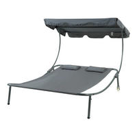 DOPPELLIEGE Avigliano - Grau, Textil/Metall (200/146/173cm) - casa.pro
