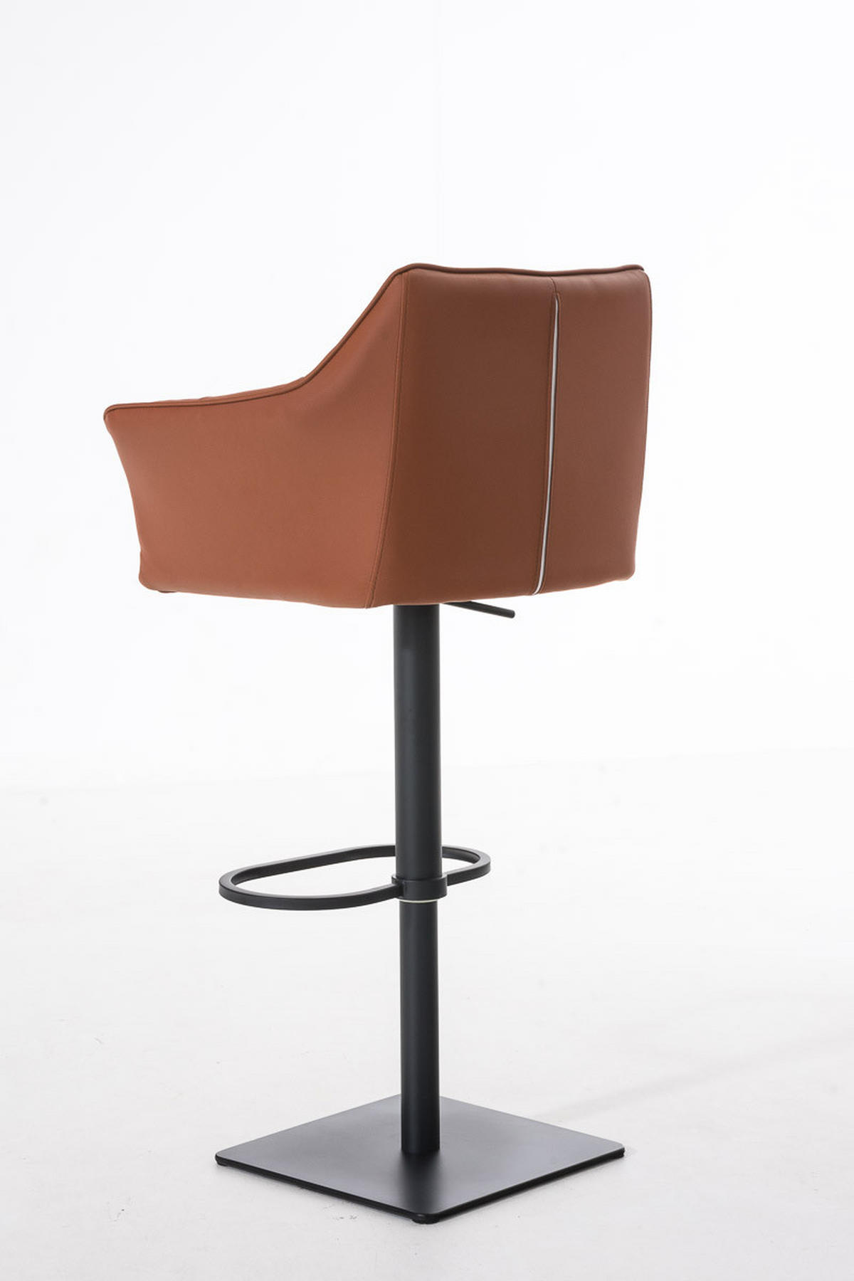 BARHOCKER Sihar Kunstleder Hellbraun Schwarz - Hellbraun, Leder/Metall (64/88/45cm) - DELUKE