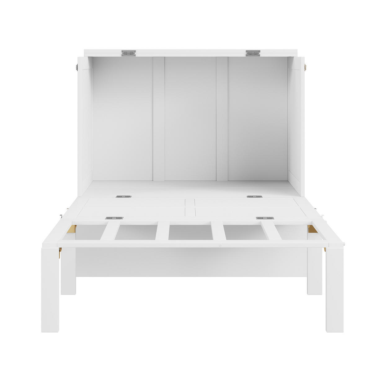 KREVET 90/200 cm sklopivi zidni krevet s letvičastim podnicama i prostorom za pohranu, Bijela - bijela, drvni materijal (90/200cm) - Redom