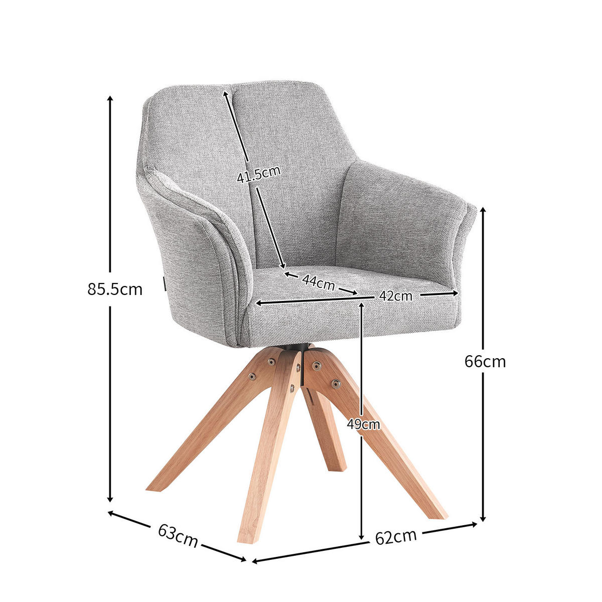 ARMLEHNSTUHL DAISY Anthrazit - Anthrazit, Holz/Textil (63/85/64cm) - B&D Home