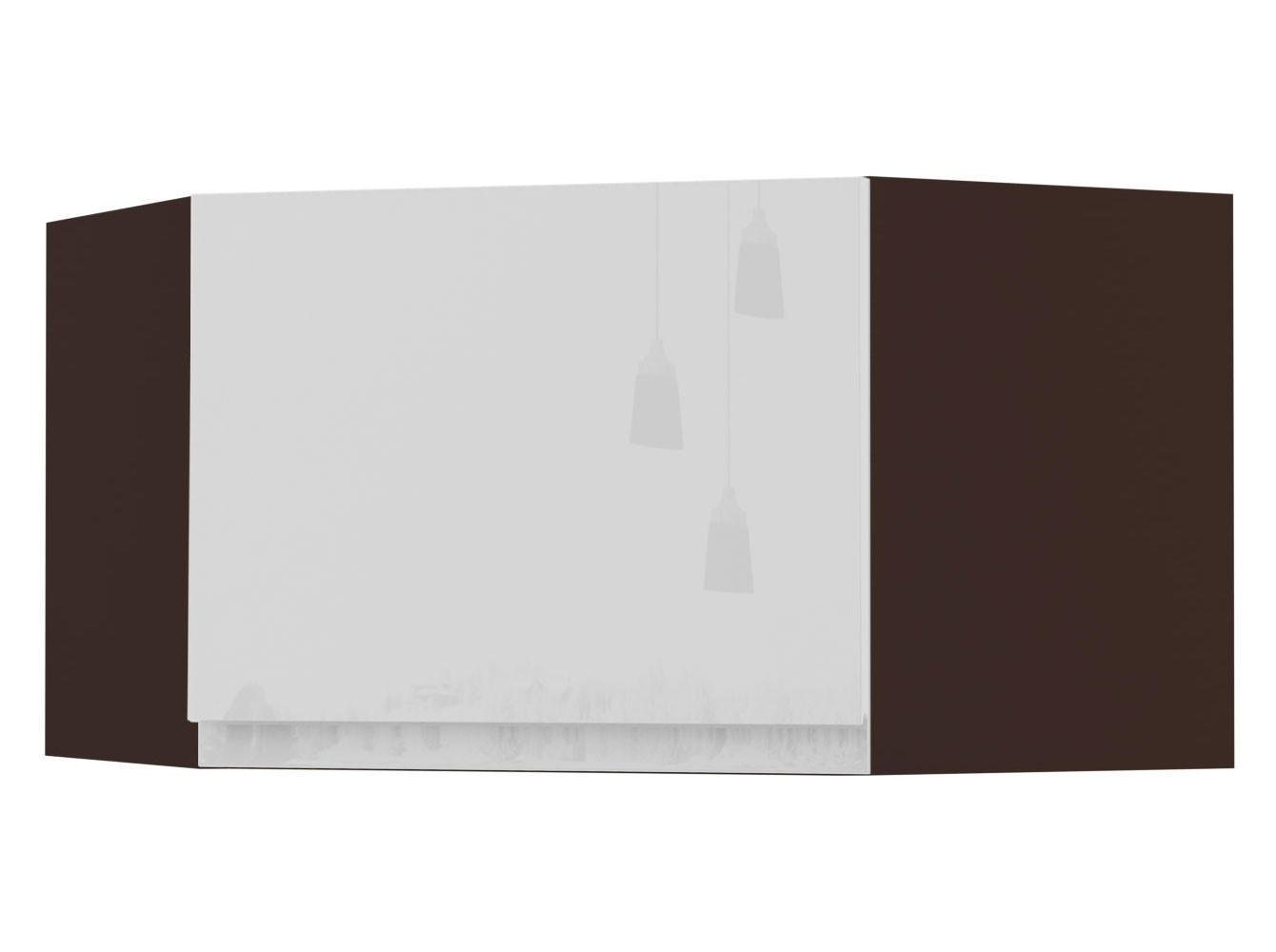 ECKHÄNGESCHRANK Florence W10/60/36 Lava / RAL 9003 signalweiß HG 60 / 60 / 36cm - Türanschlag links - Dunkelgrau/Weiß Hochglanz, Holz/Holzwerkstoff (60/36/60cm) - Feldmann-Wohnen